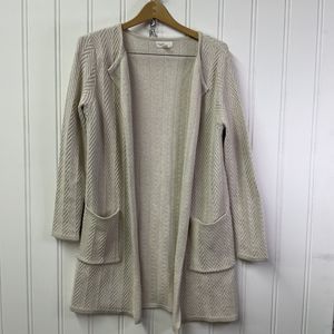 Magnolia Grace Callie Structured 2 Pocket Open Front Chevron Textured Cardigan S